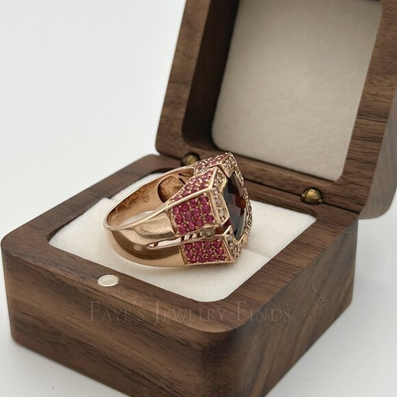 LeVian's Carlo Viani® Unisex Garnet Chocolate Diamond Ring - Picture 8 of 10